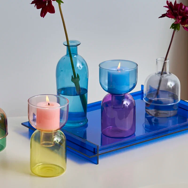 Lazzy House Glass Candle Holder